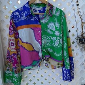 Zara NWT Paisley Satin Short Set